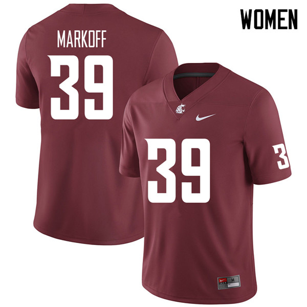 Women #39 Clay Markoff Washington State Cougars College Football Jerseys Sale-Crimson